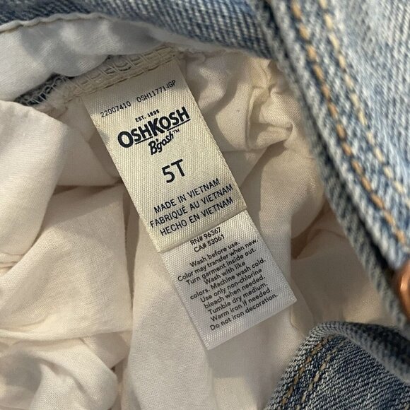 Oshkosh B'gosh Overall Dress Denim White skirt Size 5T eyelets pictures classic - Picture 5 of 7